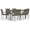 VidaXL Garden Dining Furniture and Cushions 7 Pcs Grey Rattan 3184984