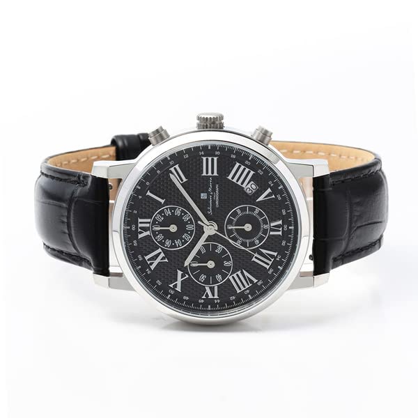 Authentic Salvatore Marra Wristwatch SM22103-SSBK, Water Resistant, Date Display, Leather Strap, SSBK [Parallel Import]