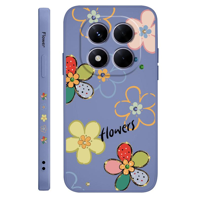 

Diamond Flower Phone Case For Xiaomi Poco F7 X7 X6 F6 M6 M5 M5S F5 X5 F4 X4 M4 F3 M3 X3 Pro 4G 5G GT Silicone Cover Poco X6 Pro светло-синий