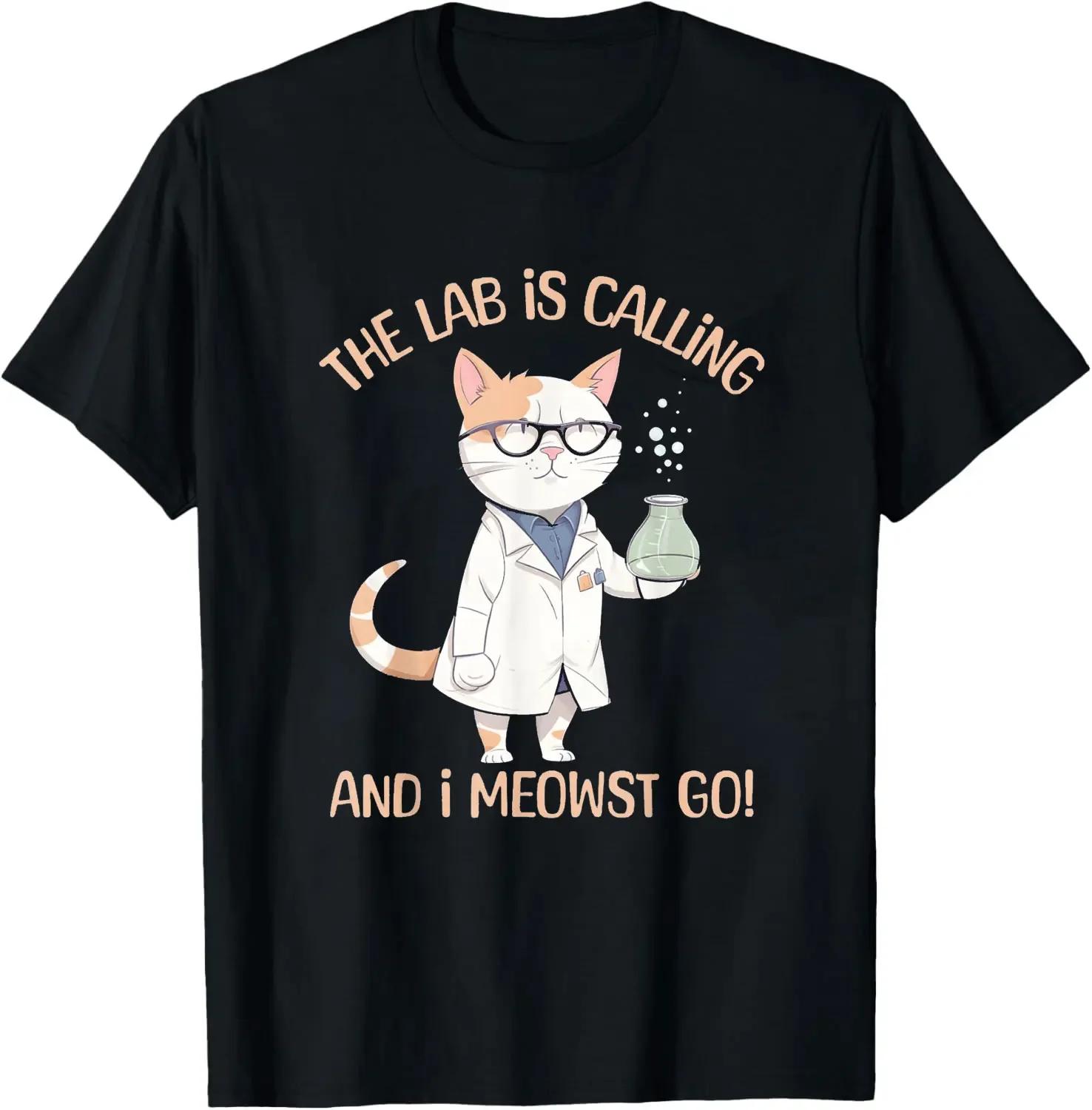 

Funny Chemistry T-Shirt Humor Science Teacher Cat Pun Graphic T-Shirt Vintage Casual Fashion Streetwear Crew Neck T-Shirt S