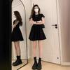 French Hepburn style black high-end temperament dress children's summer new small slim skirt