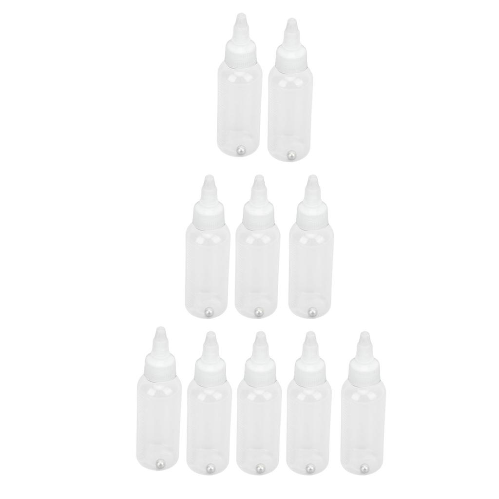 10Pcs Pigment Dispensing Bottle 60ml Durable Plastic Roll Ball Widely Used Hair Oil Bottle for Oil Pigment Solvent