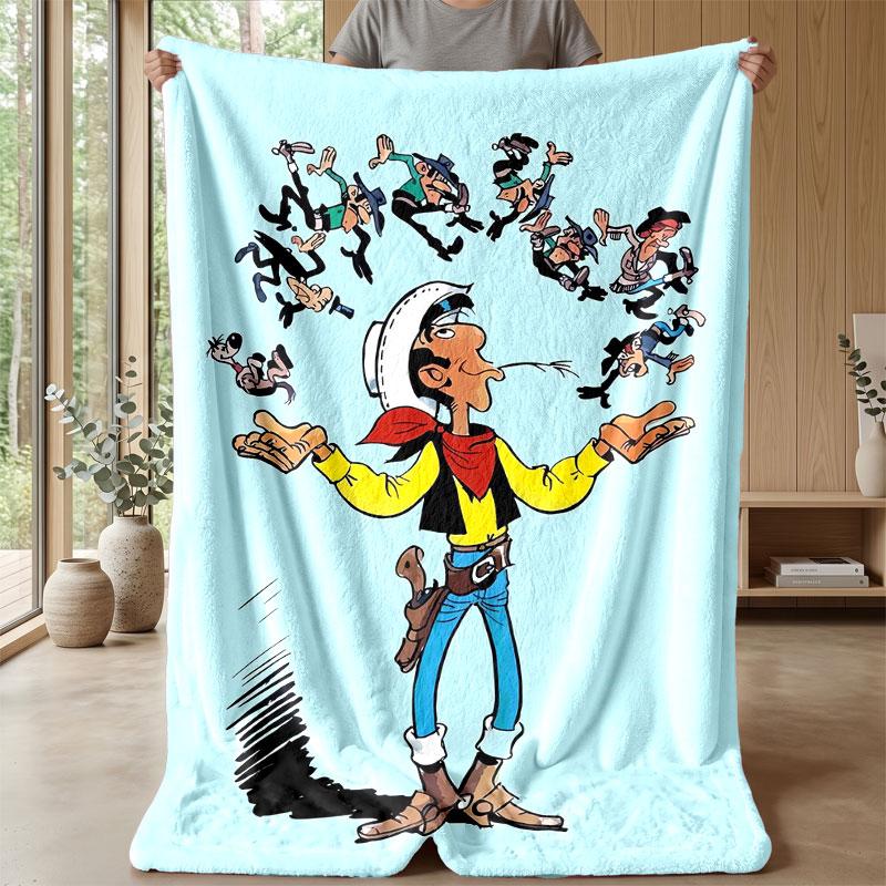 Soft Flannel Blanket Lightweight Cozy Bedroom Living Room CoverLucky Luke