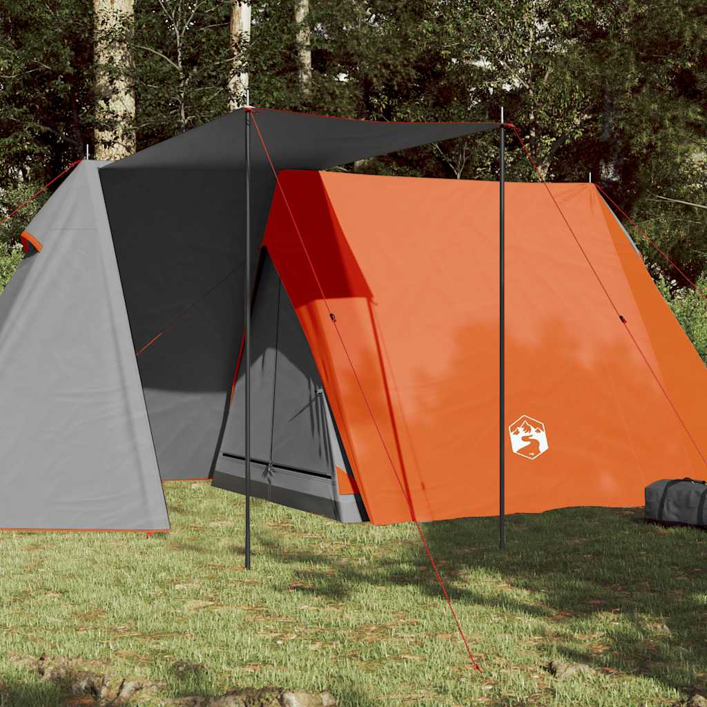 Vidaxl Tourist Tent, 3-Person, Grey-Orange, Waterproof