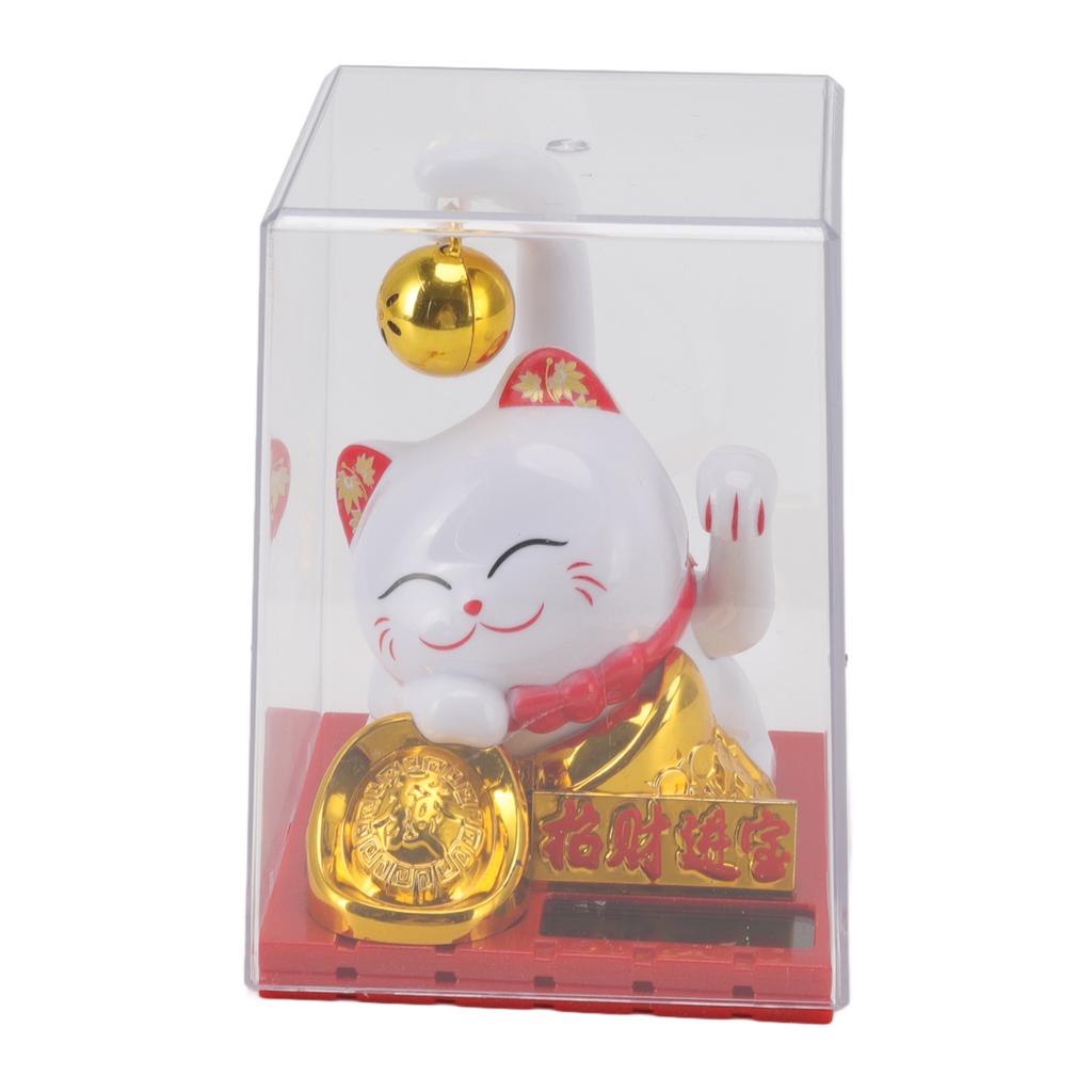 Small Bell Lucky Cat Solar Ornaments Light Energy Sensing Lucky Cat Mascot Statue Decoration for Home Car Office Gift
