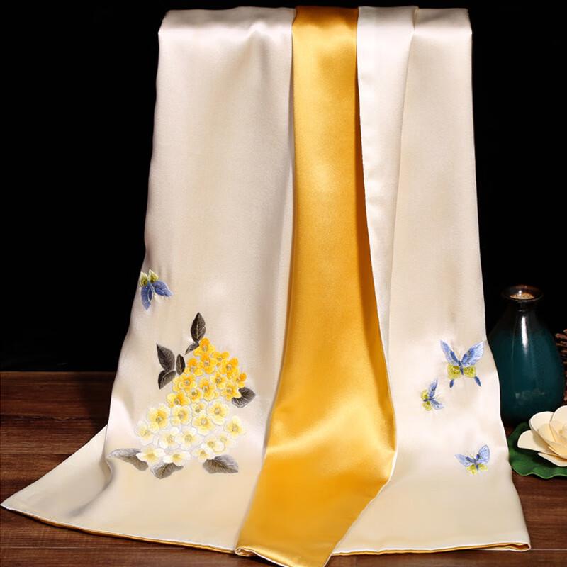 

SIYUTANG Suzhou Embroidery Magnolia Silk Scarf