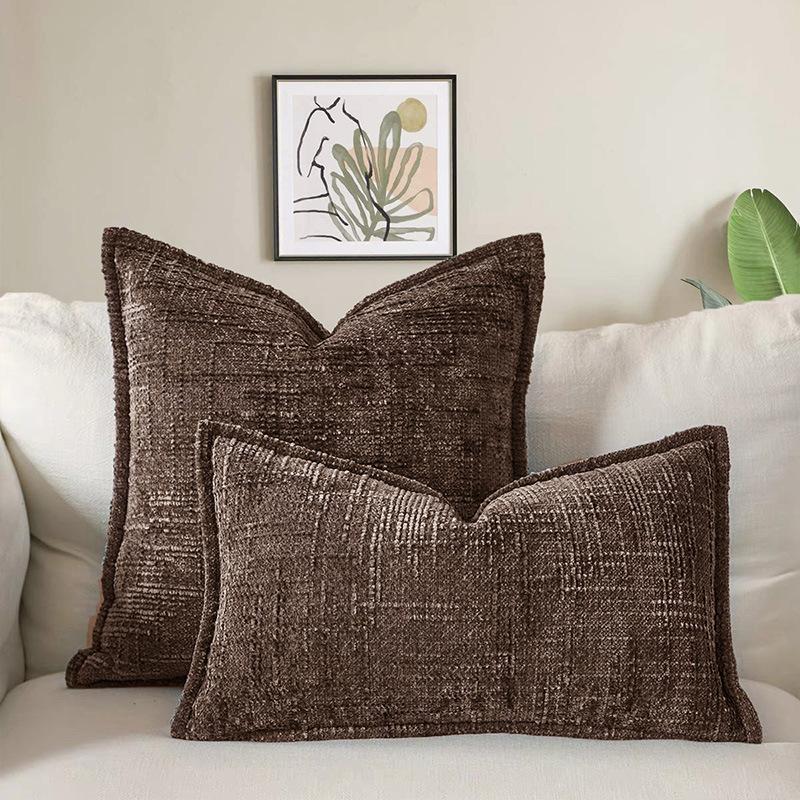 Woven Thick Cushion Cover Yarn Texture Throw Pillow Covers Edge Pressed Sofa Cushion Covers for Home Bedroom Living Room Decor
