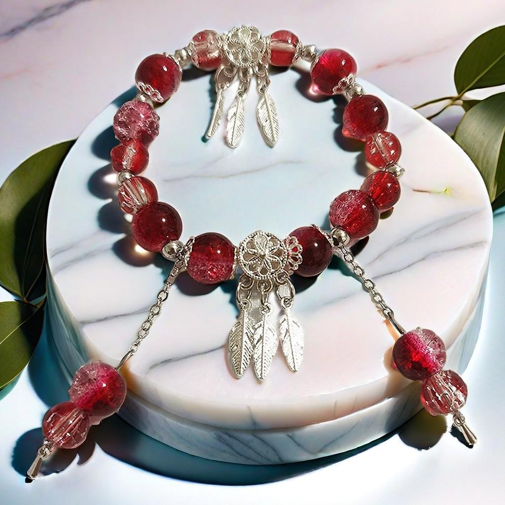 Super Fairy Forest Gradient Glass Bracelet - Chic Chinese Style Gift for Women and Best Friends, Lightweight Luxury Accessory