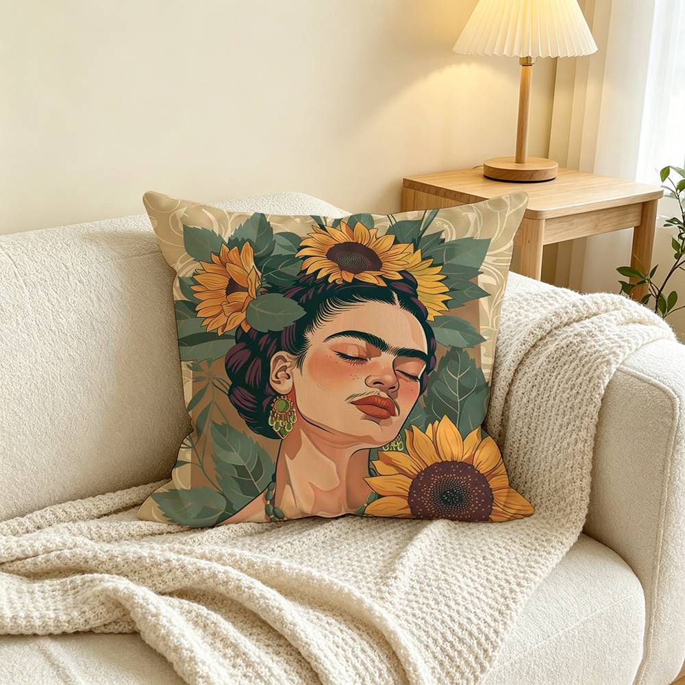 Fashion F-Frida Kahlo Art  Pillow Case Square Double-Sided Sofa Cushion Cover Bedroom Bedside Pillow