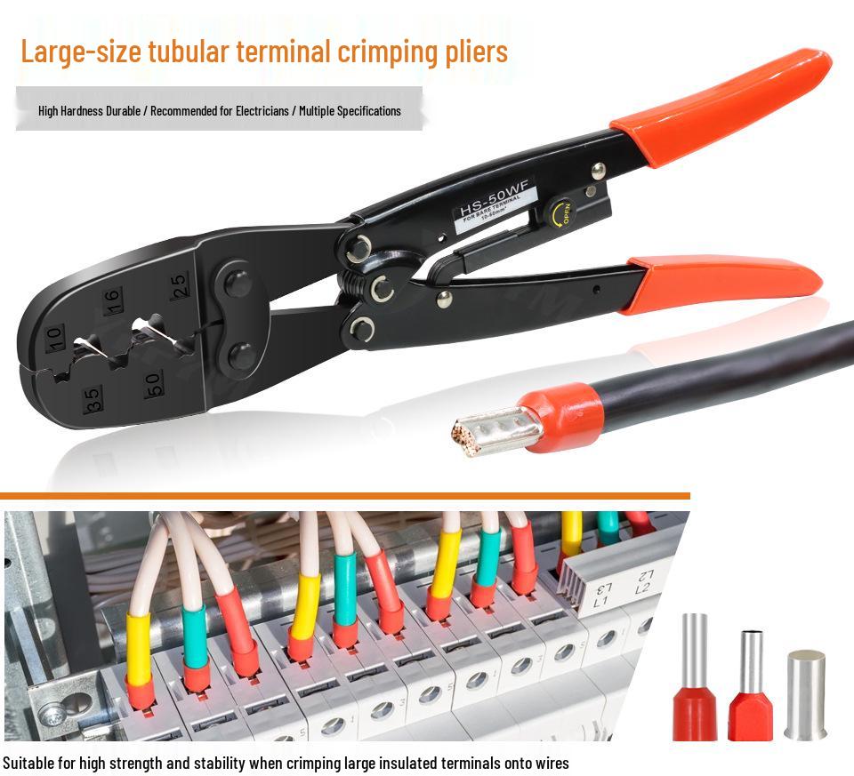 Multipurpose Needle-Shaped Crimping Pliers for 10-150 Mm² Terminals