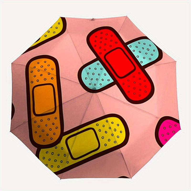 

1pc Band-Aid Automatic Folding Umbrella, Portable & Foldable Design with 8 Ribs, Casual Outdoor Accessory yy250805093