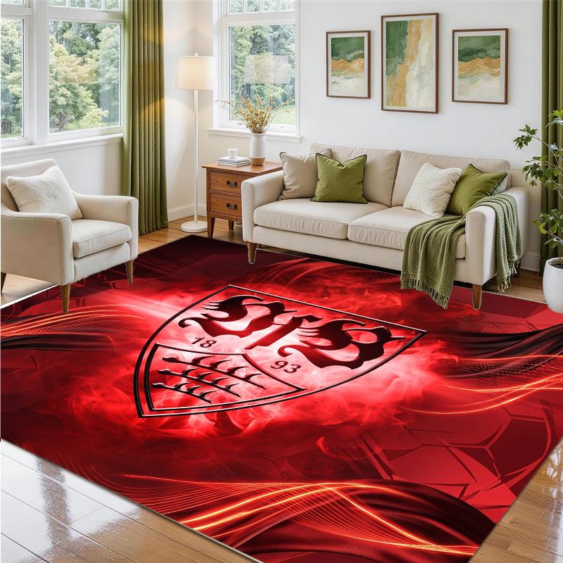 VfB Stuttgart Football Design Crystal Velvet Rug Soft Decorative Mat for Bedroom Entrance