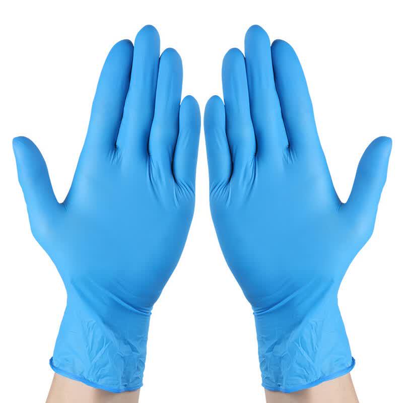 Manlu Thickened Blue Nitrile Examination Gloves M