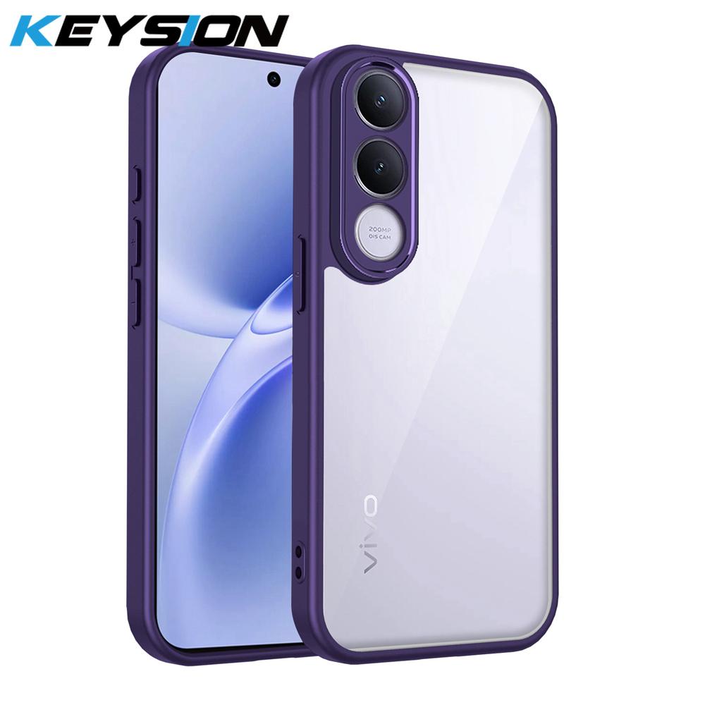 KEYSION Transparent Phone Case for VIVO V70 FE Soft Silicone+PC HD Clear Simple Shockproof Phone Back Cover for VIVO V70 FE 5G