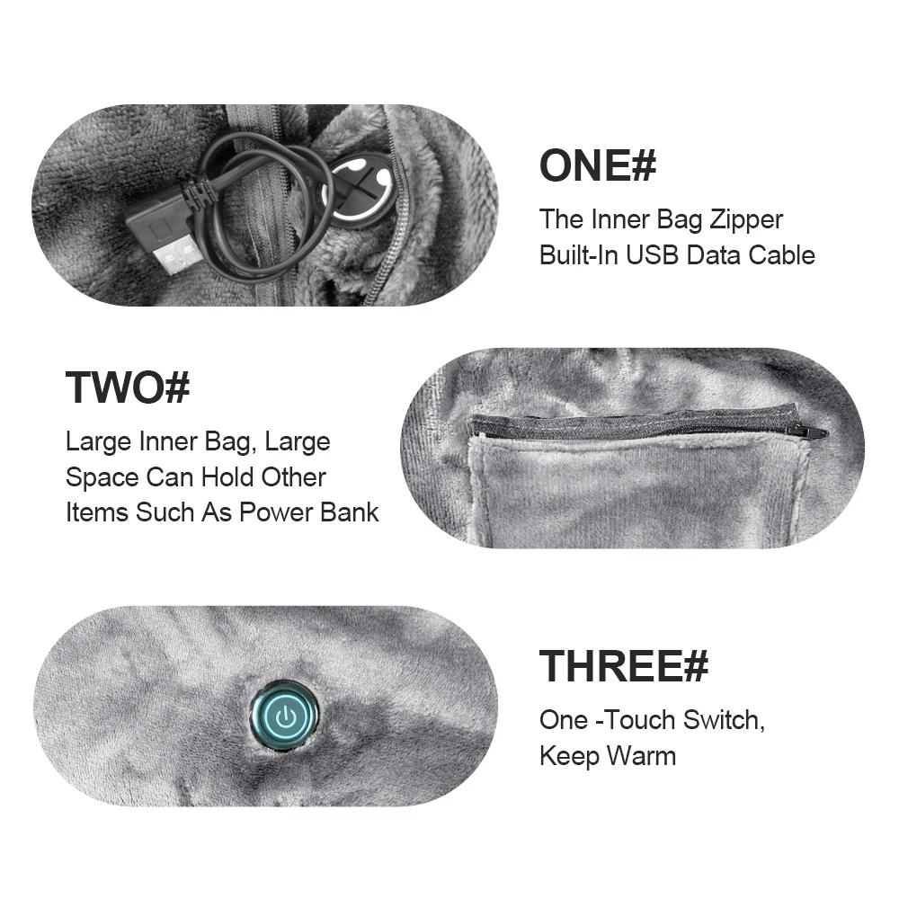 2pcs USB Heating Blanket, Portable Electric Blanket, 10.5W Power, 9 Heating Zones, 3 Temperature Levels, and Machine-Washable.