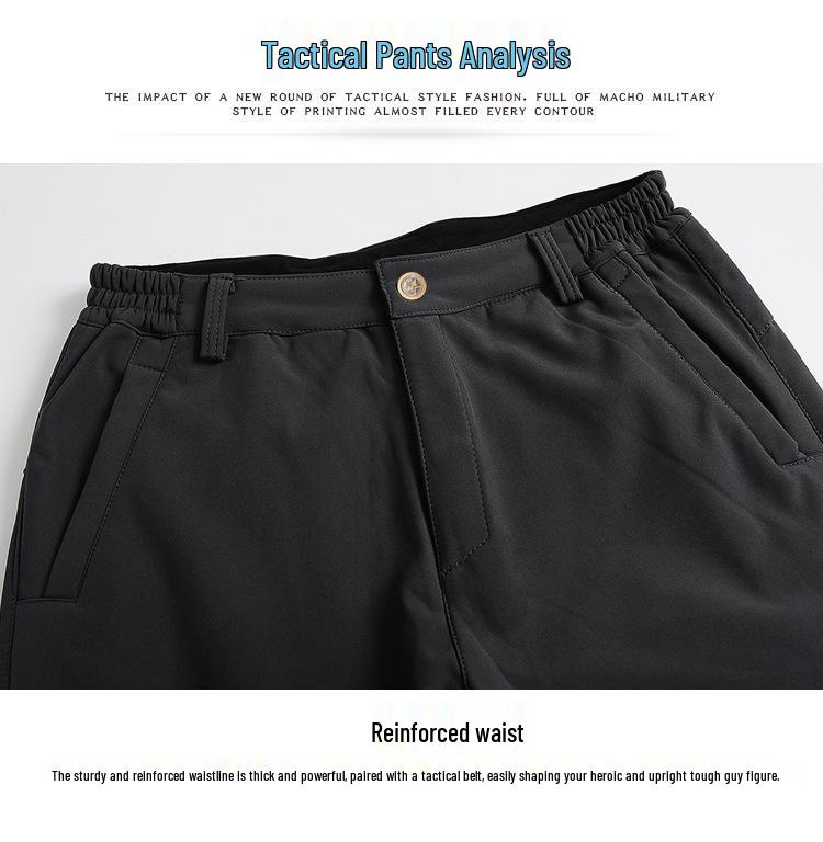 Men's Outdoor Windproof Ski Pants: Winter Fleece-Lined, Cold-Proof, Multi-Pocket Softshell for Mountaineering