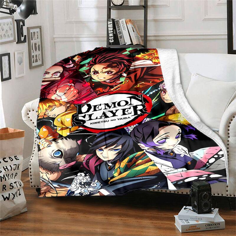 1pc Blanket Demon Slayer characters1 Print Design, Lightweight Blanket for Sofa, Bed- Soft &Warm, Gift for All Seasons like Christmas, Halloween