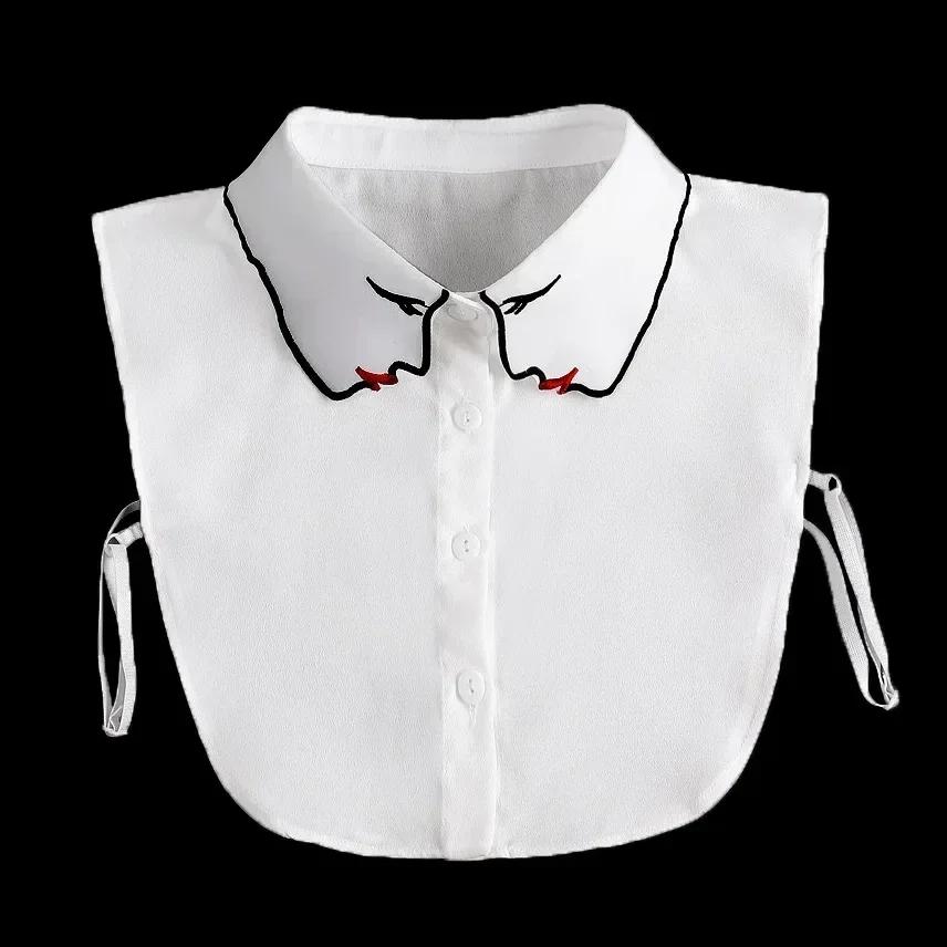 Formal False Collar Women Embroidery Faux Col Half Shirt Blouse Fake Collars Sweater Shirt Detachable Collars Accessories