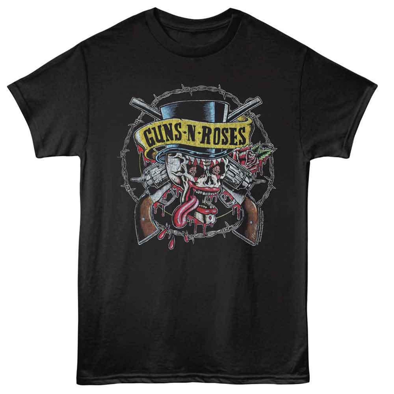 Guns N Roses Clown Skull And Pistols Black T-Shirt 4XL