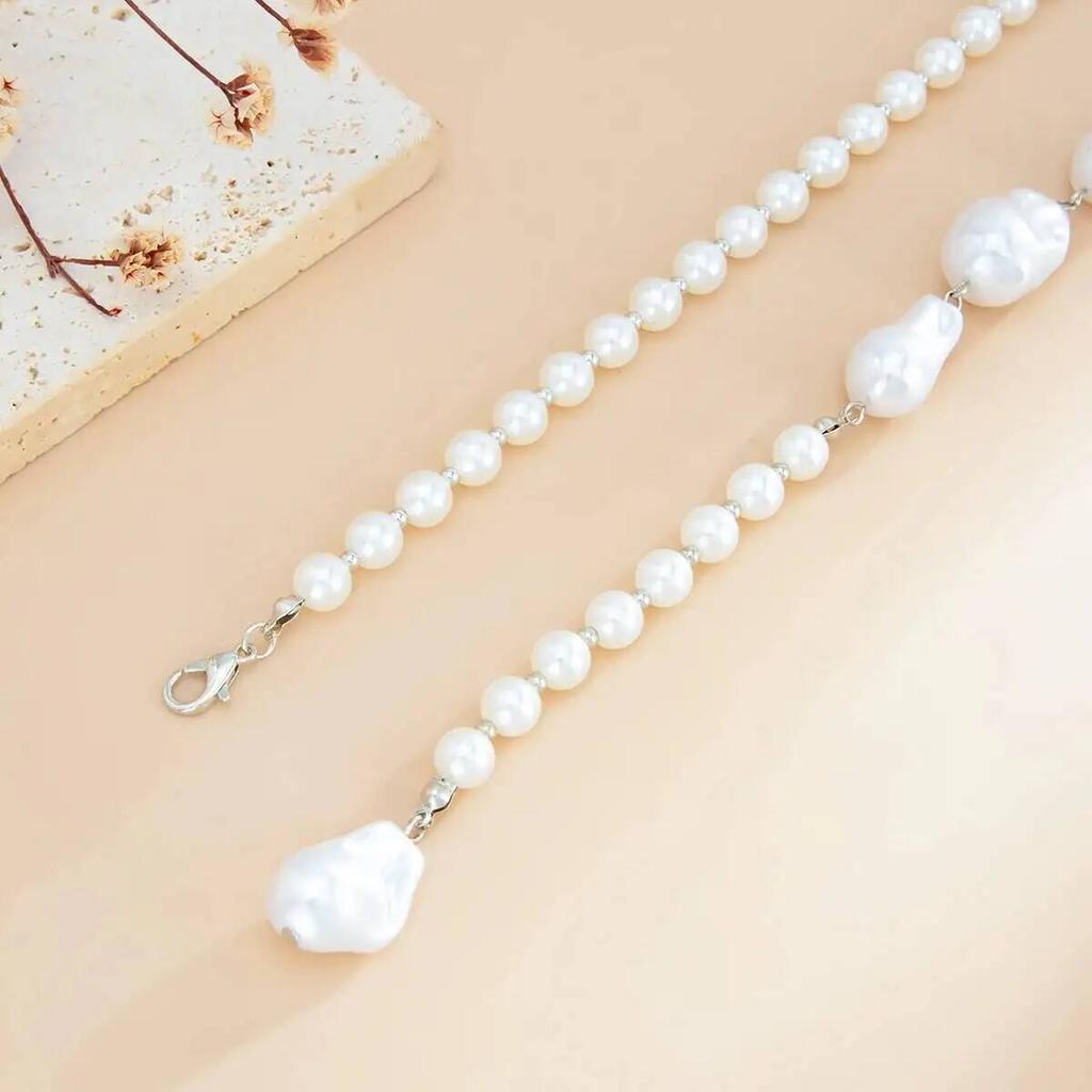 Ingemark Sexy Baroque Imitation Pearl Back Chain Clavicle Choker Women Retro Tassel Necklace Wedding Jewelry Bikini Chest Chain