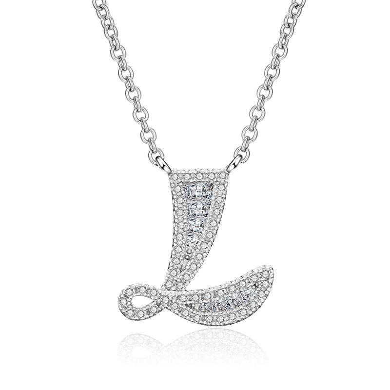 WWJ Collier élégant avec pendentif en zircone cubique brillant avec 26 lettres initiales