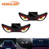 KEMULAN 1Pc LED Dynamic Expression Neon Light, Car Solar Devil Eye Light, Rear Window Anti-Rear-End Warning Light