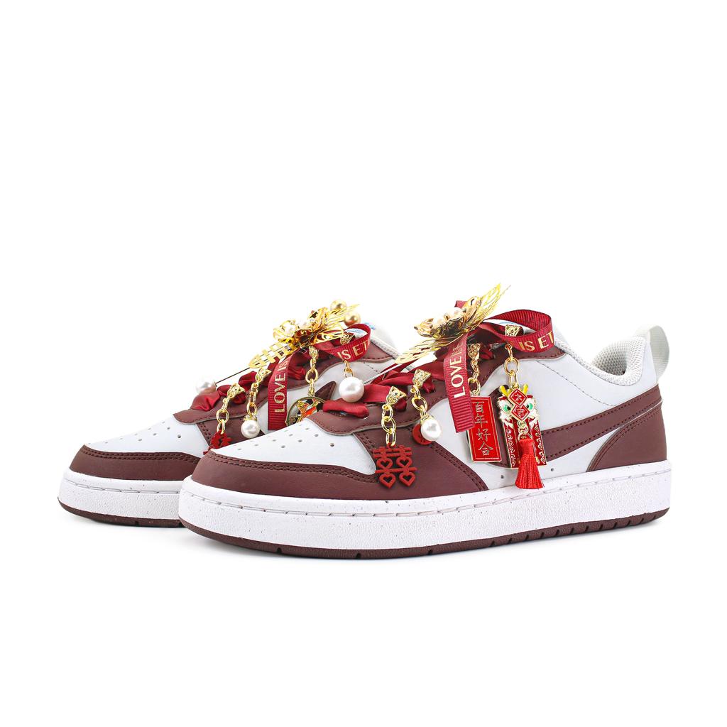 Nike Court Borough Abrasion Resistant Slip Resistant Low Top Skateboard Shoes Women's Red White DV5456-006(team1723-NC)