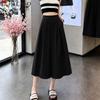 Women's 7/8 Length Ice Silk High Waist Wide-Leg Skirt Pants
