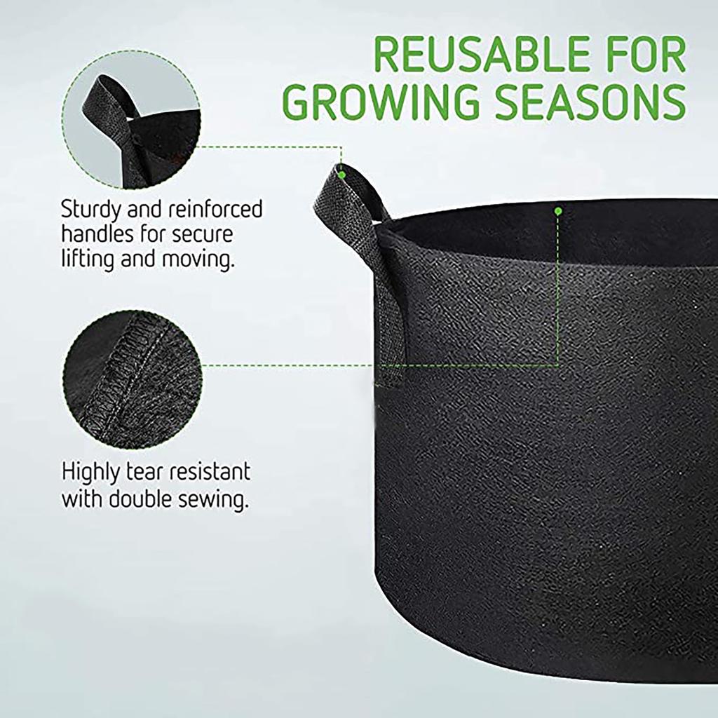 5-piece Thickened Non-woven Flowerpot With Handle For Plant Planting Bag