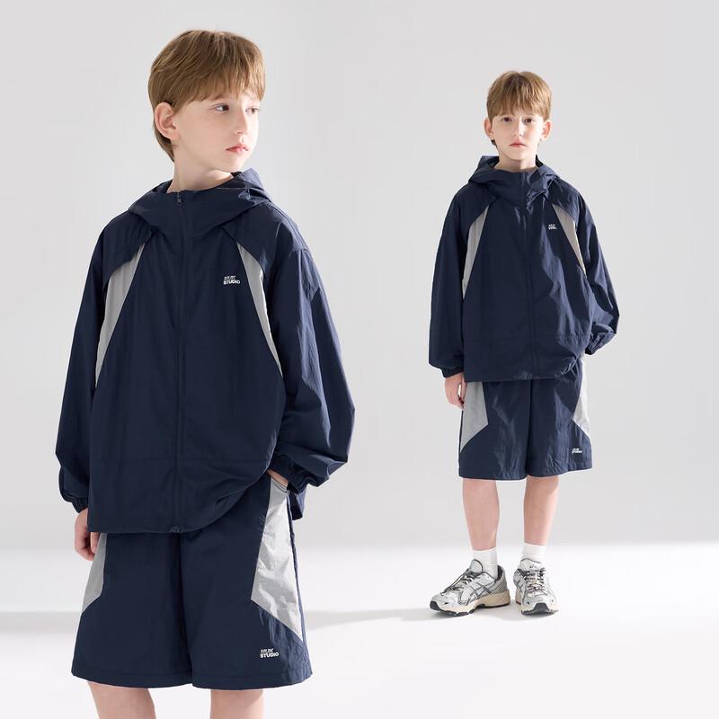 Mucmukn Boy s UPF50+ Sun Protection Color-Block Performance Jacket & Shorts 140