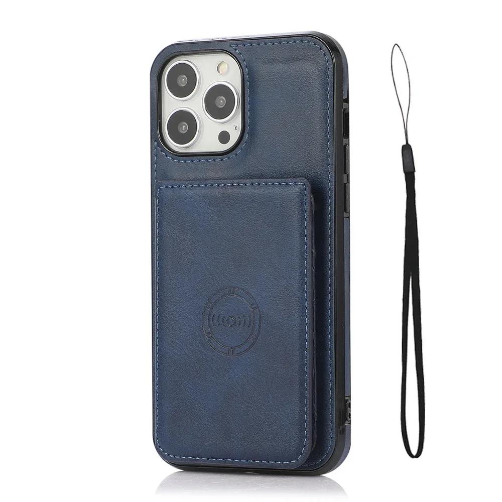 Custodia Portafoglio Magnetica a Libro per iPhone 13 12 Mini 16 15 14 11 Pro XS Max XR X 7 8 Plus Porta Carte di Credito Copertura in Pelle