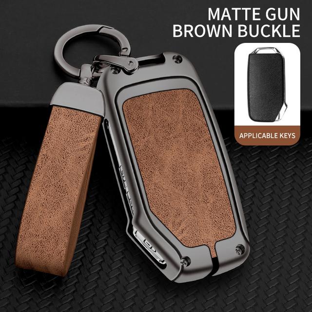 Capa de couro de liga de zinco para chave de carro para Kia Sportage Ceed Sorento Cerato Forte KX3 K5 2017-2020 Proteção de peças automotivas Shell
