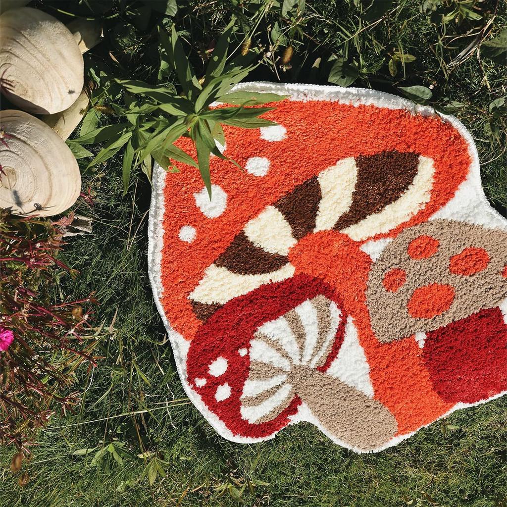 1pc Nordic Style Mushroom-Shaped Mat - Cute Cartoon Design Non-Slip Mat for Living Room & Bedroom, Soft Durable Floor Mat