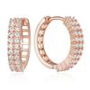 Rose Color Trendy Gold Hoop Earrings For Women Full Shiny Natural Zircon Accessories Vintage Bride Wedding Jewelry