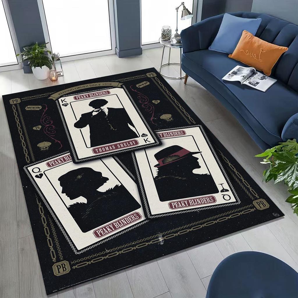 3D Tommy Shelby P-Peaky B-Blinders Kunst Teppich für Schlafzimmer Wohnzimmer Sofa Zuhause Fußmatte Dekor, Große Kinder Rutschfeste Bodenmatte