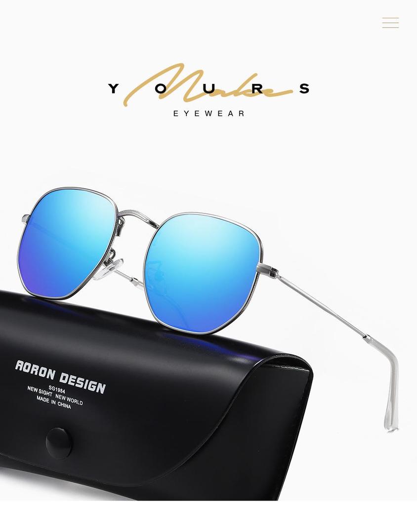 Men's Polygon Polarized Sunglasses - Colorful Metal Frame, Anti-UV, Anti-Blue Light, Flat Lens 3548