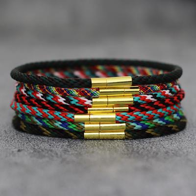 Mode Mehrfarbiges Armband Goldener Magnetverschluss Geflochtenes Armband Herren Damen Baumwolle Hanfseil Schmuckzubehör Freundschaftsgeschenk