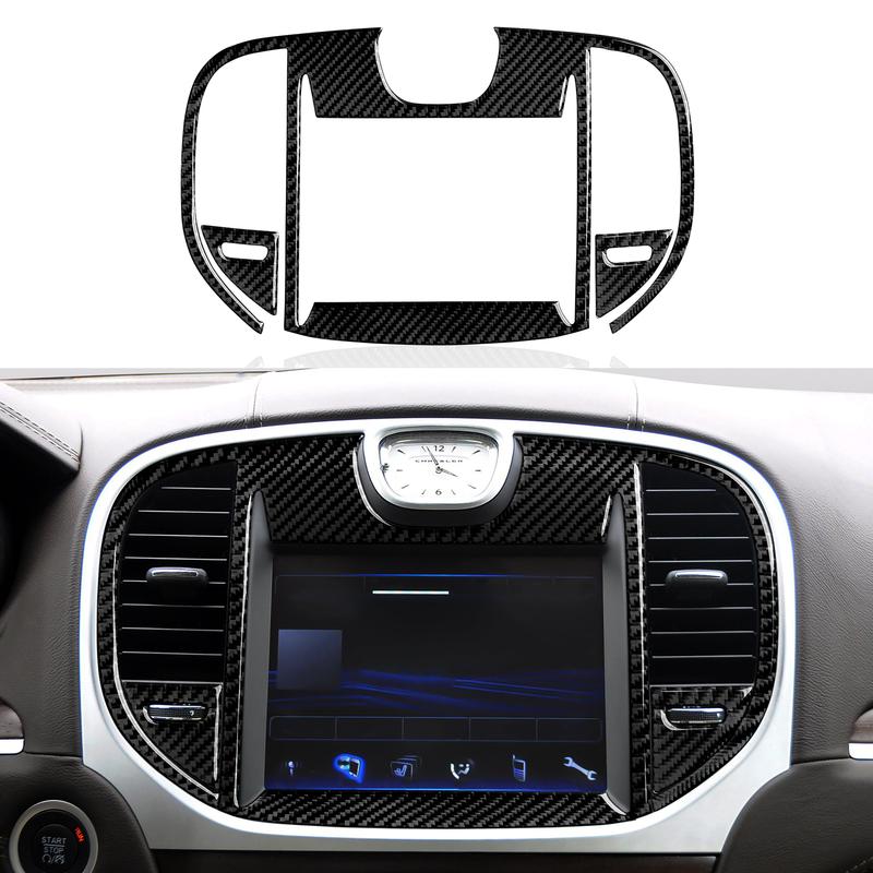 For Chrysler 300 (2011-2014) Car Center Console Gear Shift Panel Steering Wheel Cover Carbon Fiber Interior Sticker Accessories