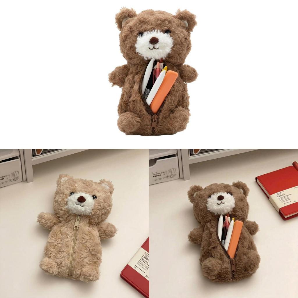 Teddy Bear Pencil Case With Plush Material For Students And Kids