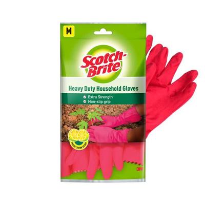 Strapazierfähige Handschuhe aus Gummi von Scotch-Brite zum Geschirrspülen, für die Gartenarbeit und die Küchenreinigung. ( Innenfutter aus Baumwolle für mehr Komfort), 1 Paar