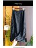 2026 Spring/Summer Women's Black Silk Midi Skirt - Chinese National Style, Jacquard A-line with Slit