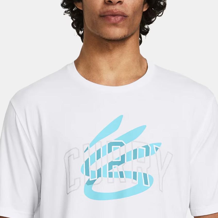 Under Armour Soft Comfortable Lightweight Short Sleeve Vintage Print Crew Neck T-Shirt Men Tops White 1383382-100