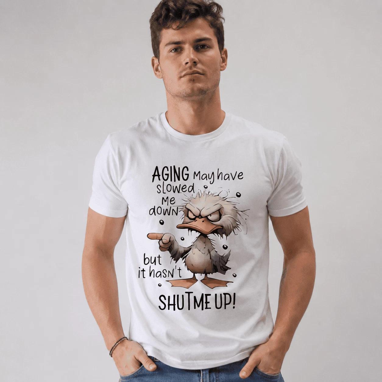 Funny Duck Graphic T-Shirt Humorous Slogan Casual Streetwear Tee XL