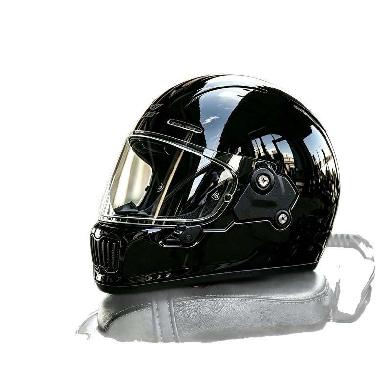 DOT Retro Full Face Motorcycle Helmet 3C Certified Small Shell Men Women Scooter Cruiser With Bluetooth
