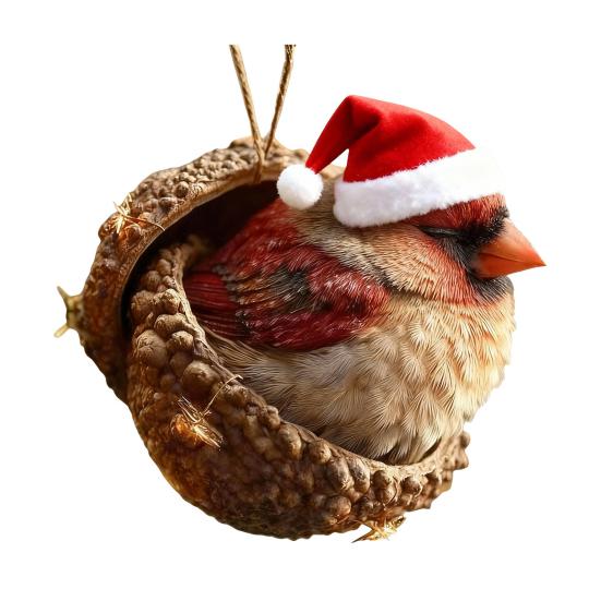 Forest Animal Acorn Ornament Woodland Creature Christmas Ornaments 2D Acrylic Cozy Pine Cone Animals Hanging Decoration for Home Party Decor