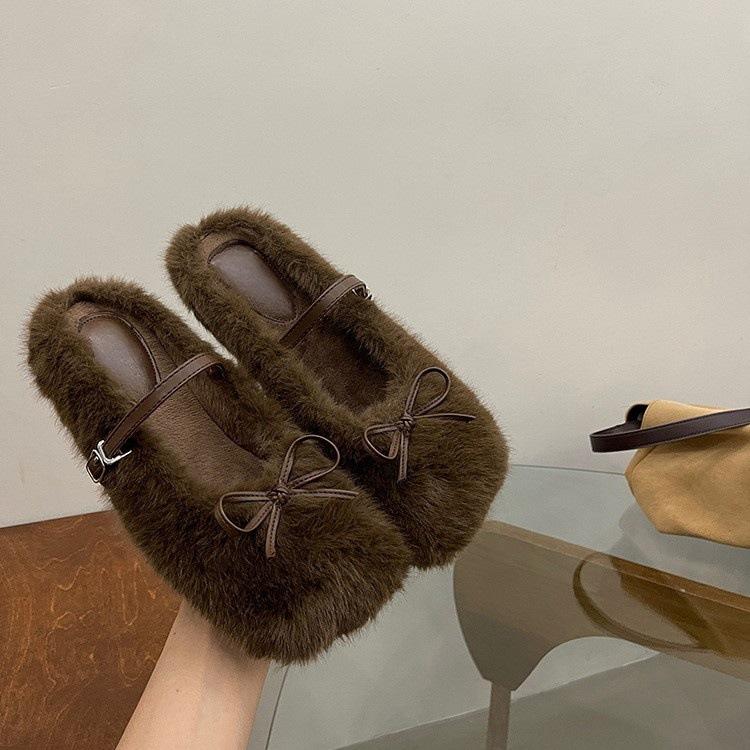 

Тапочки Mao Mao, сумка, голова, половина лотка 2024, осень-зима, новая верхняя одежда с плоским дном, бархат, теплый, Мэри Джейн, мягкий низ, половина таскания, прилив 40