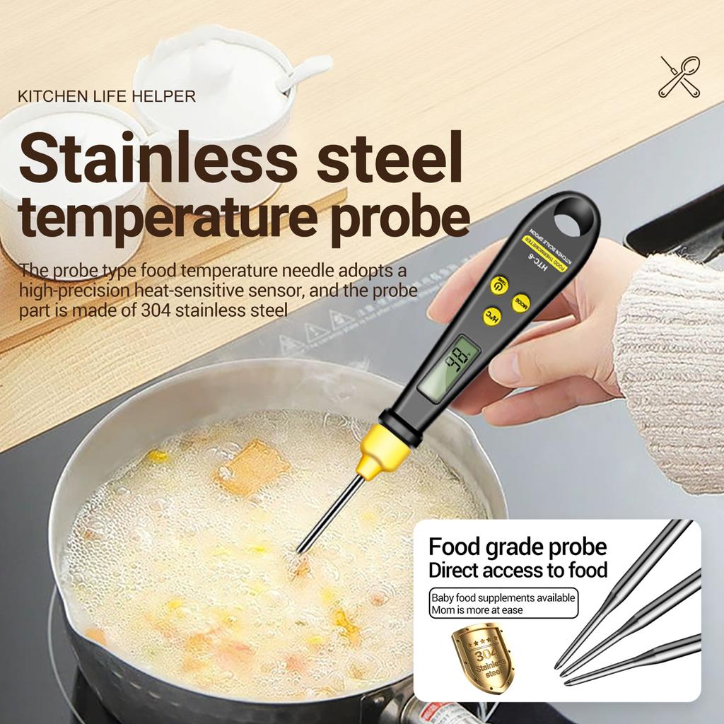    -6 Multifunctional Digital Display 2-in-1 Electronic Scale Measu  Spoon Weighing Gram Meter Measu  Spoon Scale Kitchen Thermometer