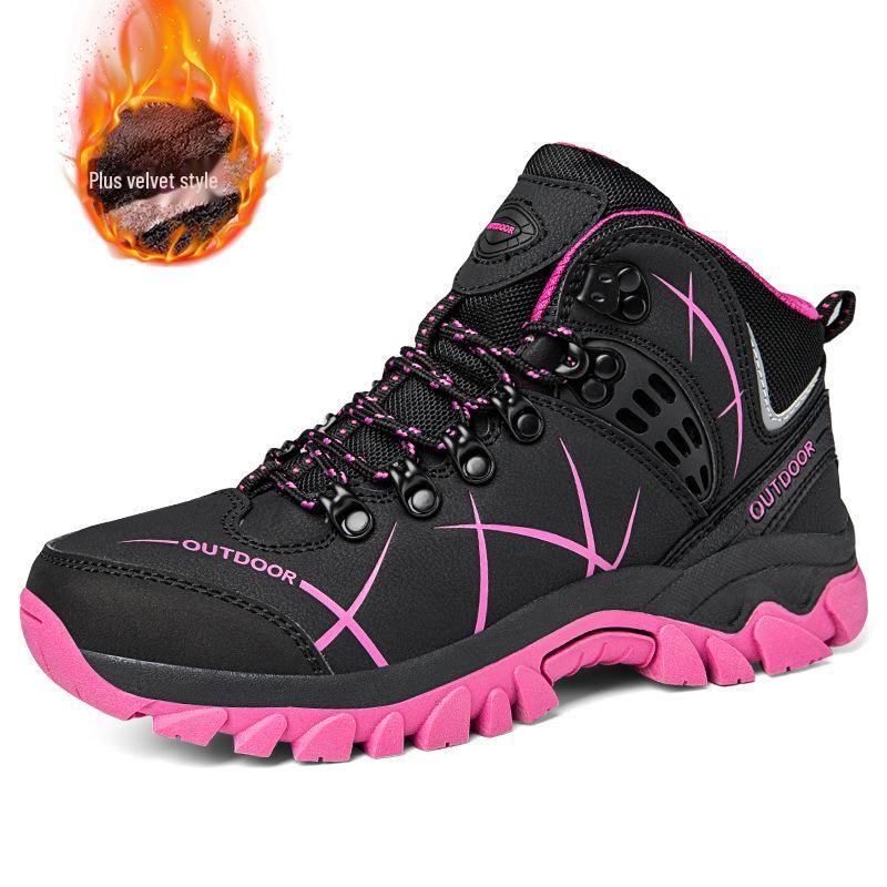 

Модные высокие дышащие походные ботинки со шнуровкой, плюс бархатный теплый хлопок, идеально подходят для осени и зимы 39