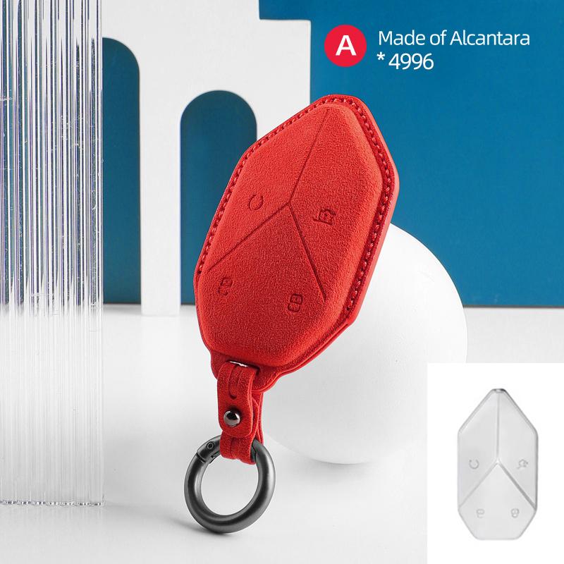 For BYD DMI Formula leopard 5 Car Key Case Alcantara Suede Keychain Cover Shell Protector Auto Interior Accessories 2025 2025