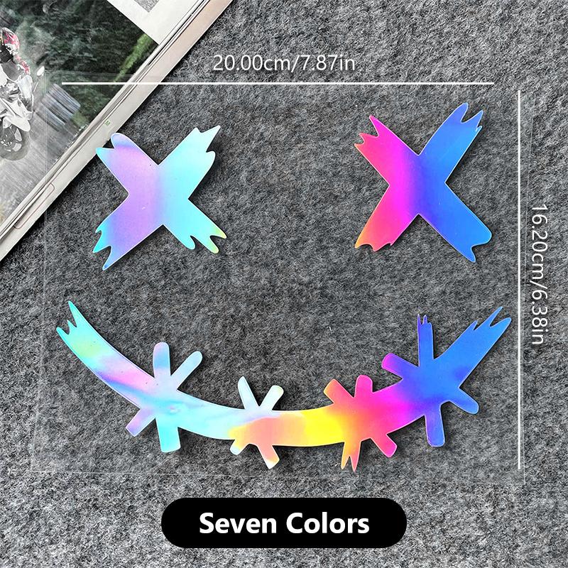 

Waterproof Reflective Stickers For Motorcycle Helmet, Demon Smiling Face Decal, Auto Body Decoration, Car Sticker, Laser разноцветный